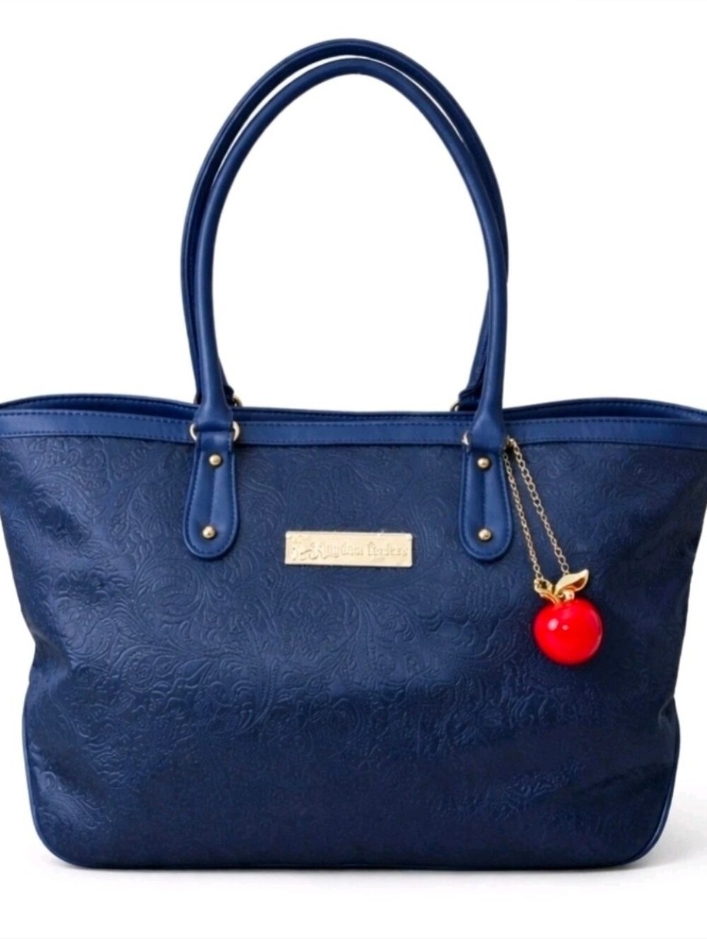 Disney Parks Kingdom Couture Snow White Navy Blue Tote Bag Apple Charm